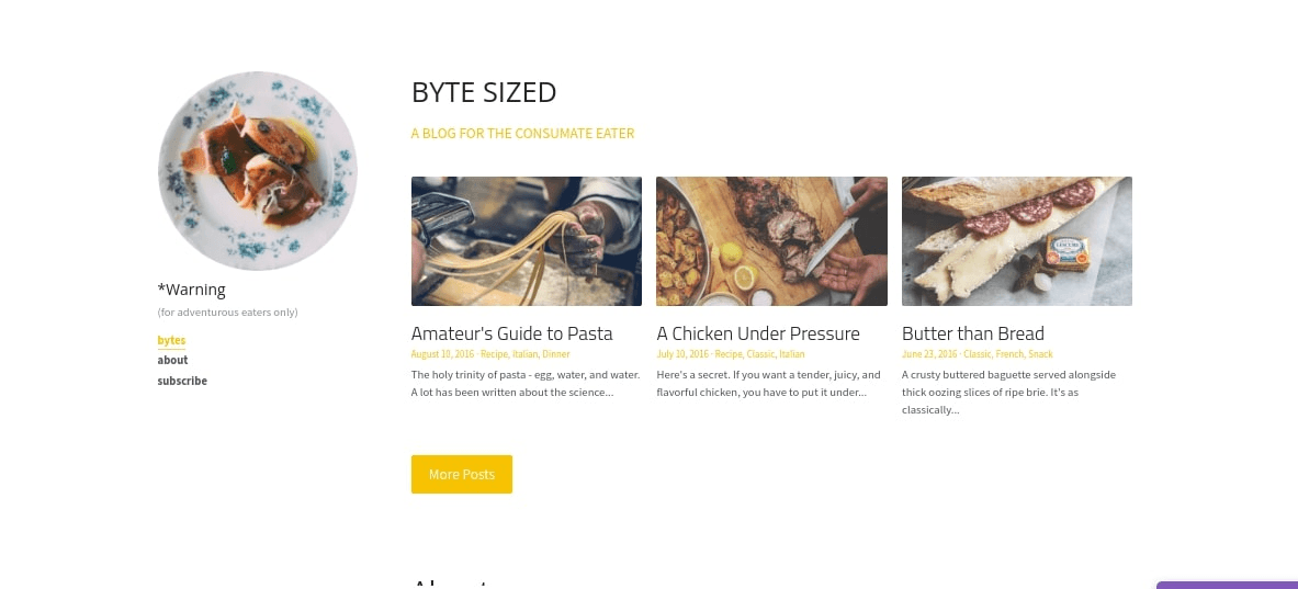 null Food & Lifestyle blog template on Strikingly